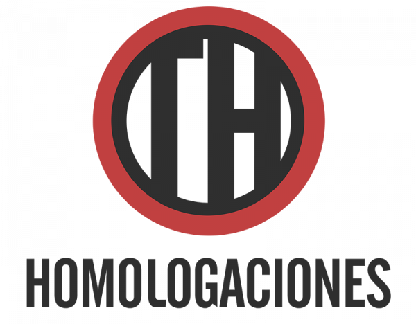 Logo TH Homologaciones vertical con parches en negro